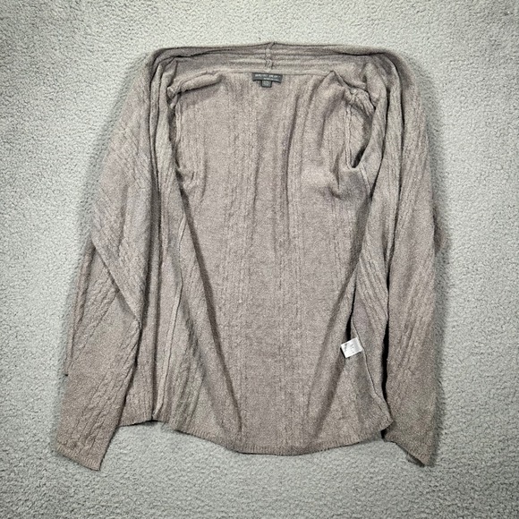 Barefoot Dreams Cardigan Sweater Women's L/XL Chic Lite Cable Knit Draped Taupe - Picture 11 of 16